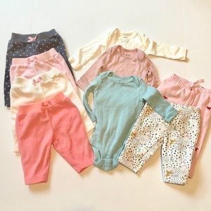 Carter’s lot of fleece + long sleeves onesies